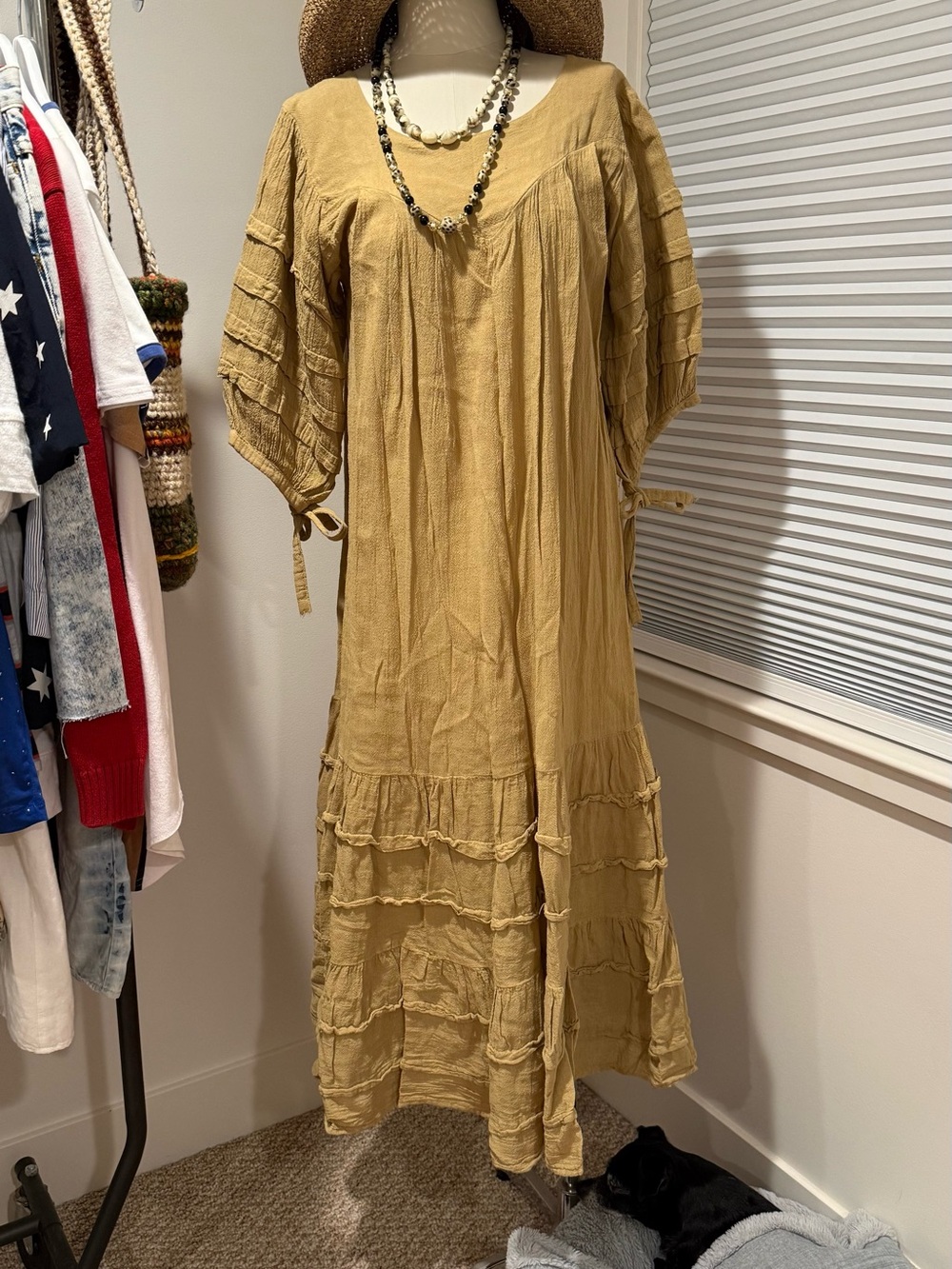 Boho Tiered Maxi Dress in Mustard